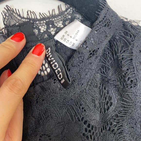 NEW H&M Divided Black Lace Top Pleated Midi Dress - Picture 5 of 7
